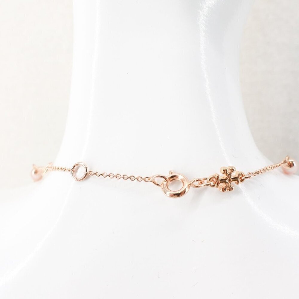 Tory Burch Gemstones and Pearl Necklace Rose Gold OS - Picture 6 of 12